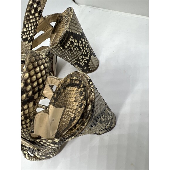 PAUL ANDREW Snakeskin Slingback Block Heel Strapped Heels 41 Handmade Italy 9.5 - Picture 9 of 16